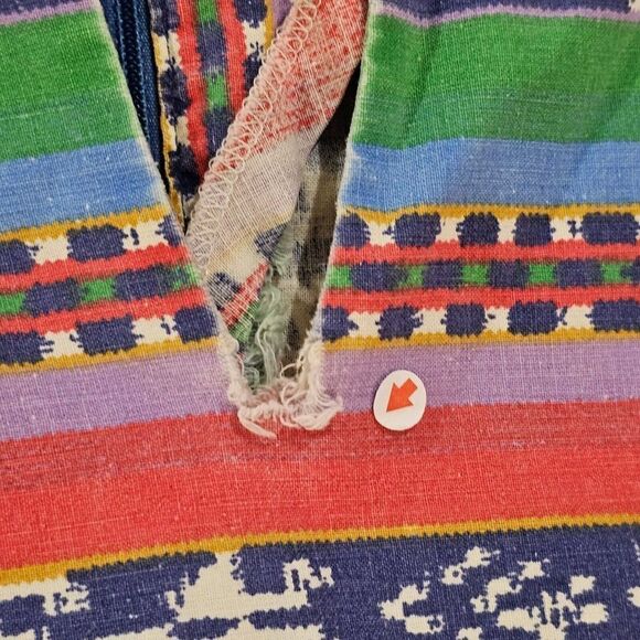 Vintage 60s Loungewear Muumuu Dress Womens XL Multi Southwestern Aztec Kaftan - Picture 12 of 12